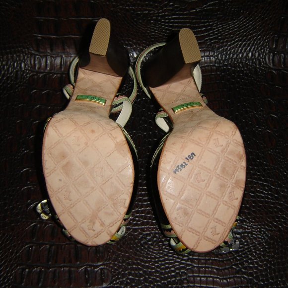 L.A.M.B Multicolor Peep Toe Chunky Platform Sz 7.5 - Picture 5 of 6